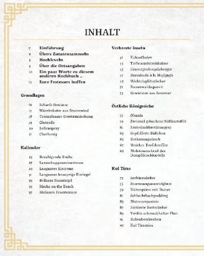 Buchcover und Innenansicht für das Buch: World of Wacraft: New Flavors of Azeroth - The Official Cookbook