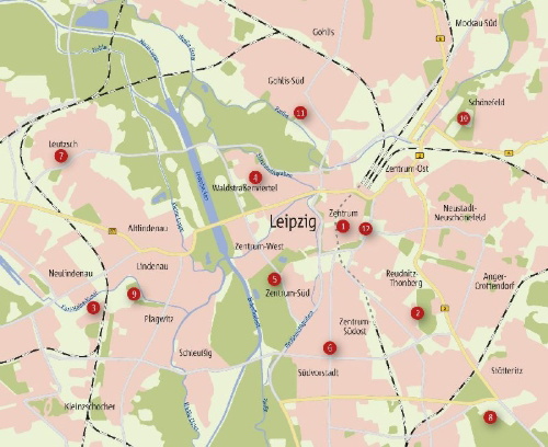 Buchcover und Innenansicht für das Buch: Zu Fuß durch Leipzig
