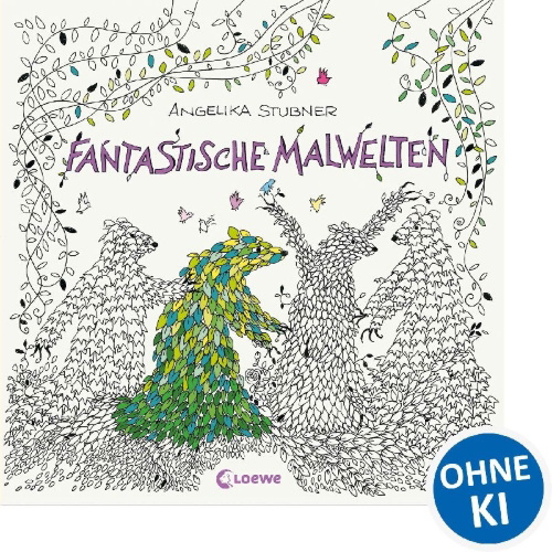 Buchcover und Innenansicht für das Buch: Fantastische Malwelten