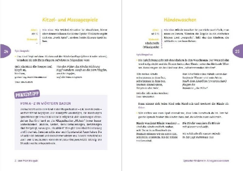Buchcover und Innenansicht für das Buch: Sprache erleben in der Krippe