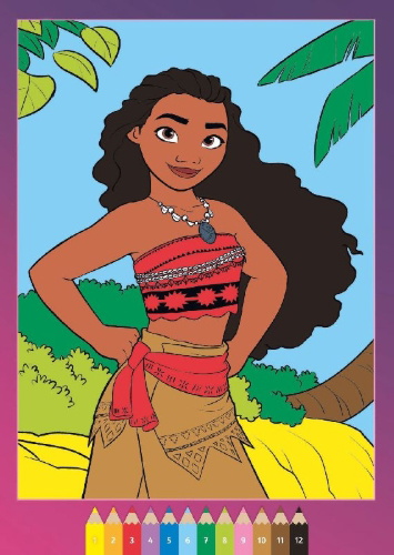Buchcover und Innenansicht für das Buch: CreArt Malen nach Zahlen ab 5 Disney Prinzessinnen - Starke Mädchen