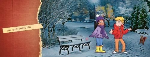 Buchcover und Innenansicht für das Buch: Die geheimnisvolle Villa - Ein Escape-Adventskalender für Kids