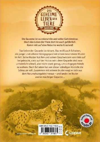 Buchcover und Innenansicht für das Buch: Das geheime Leben der Tiere (Savanne) - Im Reich der Geparde