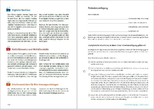 Buchcover und Innenansicht für das Buch: Das große Vorsorge Paket