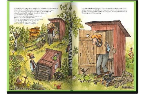 Buchcover und Innenansicht für das Buch: Findus flyttar ut
