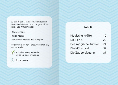 Buchcover und Innenansicht für das Buch: Barbie - Meerjungfrauen-Power: Das magische Turnier - Erstlesebuch zum Lesenlernen