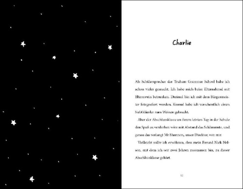 Buchcover und Innenansicht für das Buch: Nick & Charlie (deutsche Ausgabe)