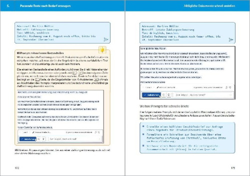 Buchcover und Innenansicht für das Buch: KI mit Office und Microsoft 365 - Das Praxisbuch