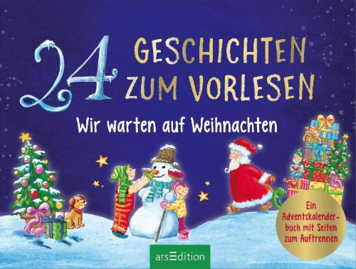 Buchcover und Innenansicht für das Buch: 24 Geschichten zum Vorlesen - Wir warten auf Weihnachten