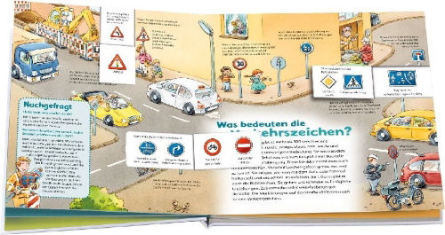 Buchcover und Innenansicht für das Buch: WAS IST WAS Junior Band 28. Im Straßenverkehr