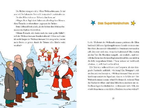 Buchcover und Innenansicht für das Buch: Weihnachtsmann & Co. KG - Rudolph ist verschwunden und andere Geschichten