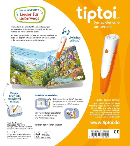 Buchcover und Innenansicht für das Buch: tiptoi® Meine schönsten Lieder für unterwegs