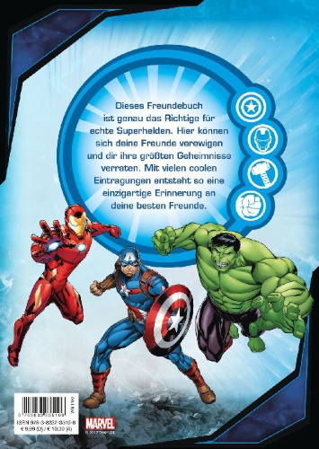 Buchcover und Innenansicht für das Buch: Marvel Avengers Freundebuch