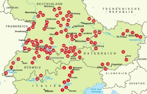 Buchcover und Innenansicht für das Buch: Die 99 schönsten Radtouren für Camper in Süddeutschland, Österreich, Südtirol und der Schweiz