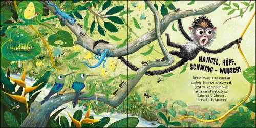 Buchcover und Innenansicht für das Buch: Slow Down, Monkey!