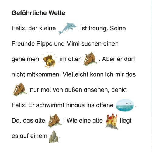 Buchcover und Innenansicht für das Buch: Maxi Pixi 469: Der kleine Delfin auf Schatzsuche