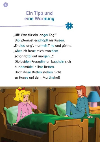 Buchcover und Innenansicht für das Buch: Lesefuchs Bibi & Tina: Pferde-Abenteuer am Meer Lesestufe 2