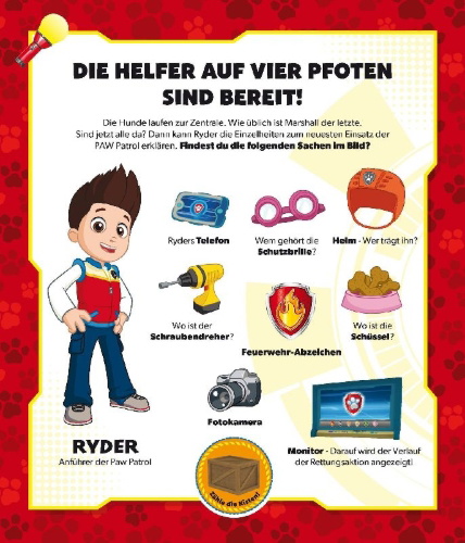 Buchcover und Innenansicht für das Buch: PAW Patrol Mein Taschenlampenbuch ab 4 Jahren