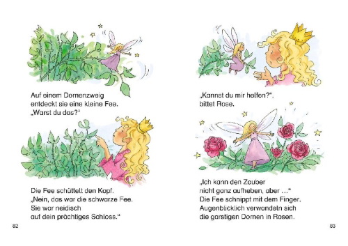Buchcover und Innenansicht für das Buch: Die schönsten Feengeschichten zum ersten Selberlesen