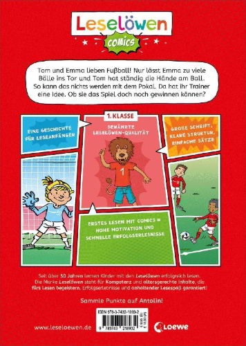 Buchcover und Innenansicht für das Buch: Leselöwen Comics 1. Klasse - Fußball, Tore, große Träume