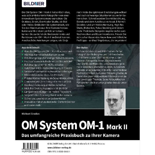 Buchcover und Innenansicht für das Buch: OM System OM-1 Mark II: Das umfangreiche Praxisbuch zu Ihrer Profi-Kamera