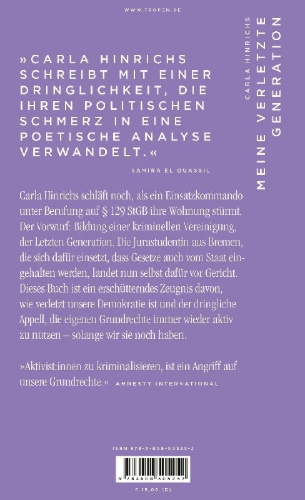 Buchcover und Innenansicht für das Buch: Meine verletzte Generation