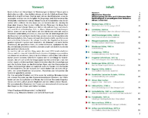 Buchcover und Innenansicht für das Buch: Wandern zu Almen und Hütten Kärnten