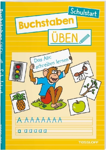 Buchcover und Innenansicht für das Buch: Buchstaben üben. Schulstart