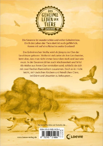 Buchcover und Innenansicht für das Buch: Das geheime Leben der Tiere (Savanne) - Erdmännchen, Wächter der Savanne