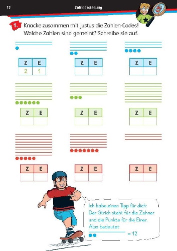 Buchcover und Innenansicht für das Buch: Die drei ??? Kids: Mein Übungsheft Mathe 2. Klasse - Rechnen bis 100