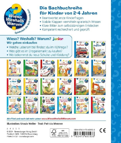 Buchcover und Innenansicht für das Buch: Wieso? Weshalb? Warum? junior, Band 50 - Wir gehen einkaufen