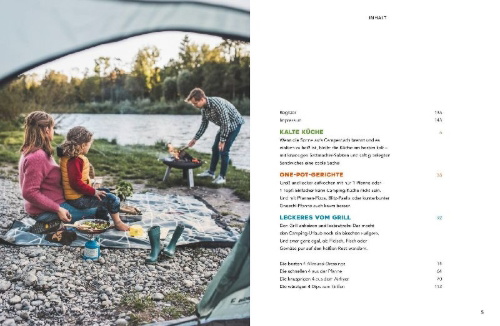 Buchcover und Innenansicht für das Buch: Yes we camp - Das Camping-Kochbuch
