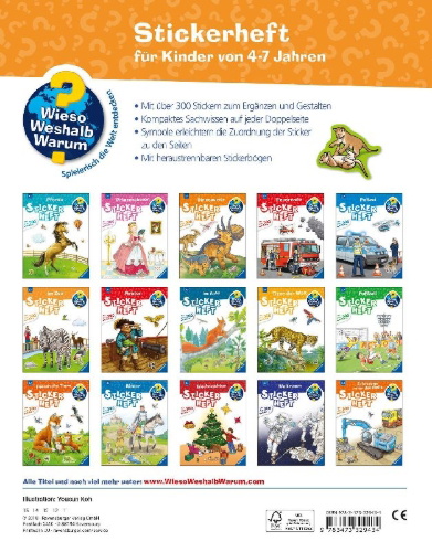 Buchcover und Innenansicht für das Buch: Wieso? Weshalb? Warum? Stickerheft: Im Zoo