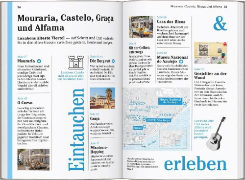 Buchcover und Innenansicht für das Buch: DUMONT Reise-Taschenbuch Reiseführer Lissabon
