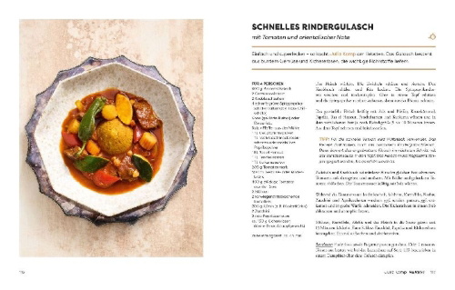 Buchcover und Innenansicht für das Buch: "Hier und heute" ist ein guter Tag zum Kochen
