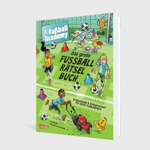 Buchcover und Innenansicht für das Buch: Fußball Academy: Das große Fußball-Rätselbuch