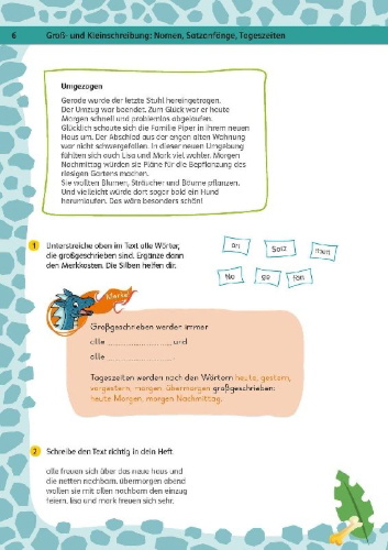 Buchcover und Innenansicht für das Buch: Team Drachenstark: Das großes Trainingsbuch Deutsch 4. Klasse