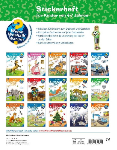 Buchcover und Innenansicht für das Buch: Wieso? Weshalb? Warum? Stickerheft: Fußball