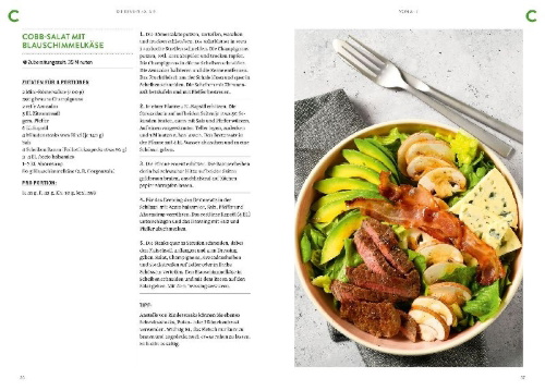 Buchcover und Innenansicht für das Buch: Die besten Salate von A-Z