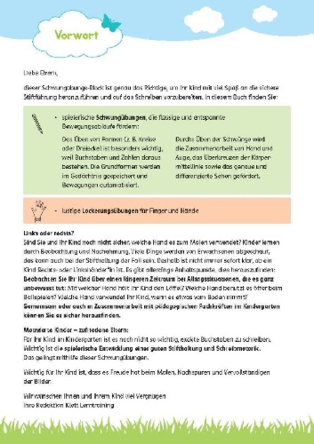 Buchcover und Innenansicht für das Buch: Mein großer bunter Schwungübungs-Block ab 3 Jahren