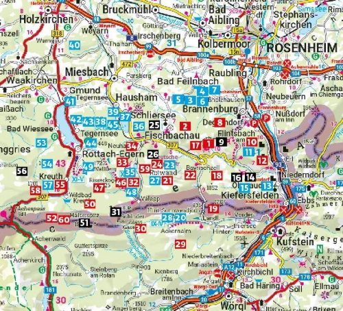 Buchcover und Innenansicht für das Buch: ROTHER Wanderführer Tegernsee, Schliersee, Spitzingsee. 60 Touren in den Bayerischen Voralpen zwischen Isar und Inn