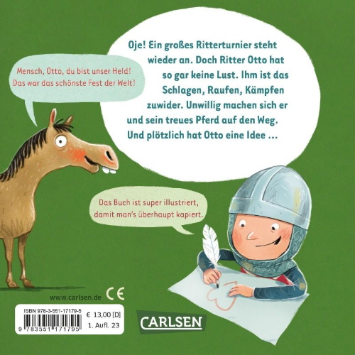 Buchcover und Innenansicht für das Buch: Ritter Otto will nicht kämpfen