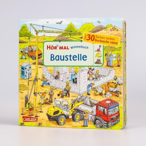 Buchcover und Innenansicht für das Buch: Hör mal (Soundbuch): Wimmelbuch: Baustelle