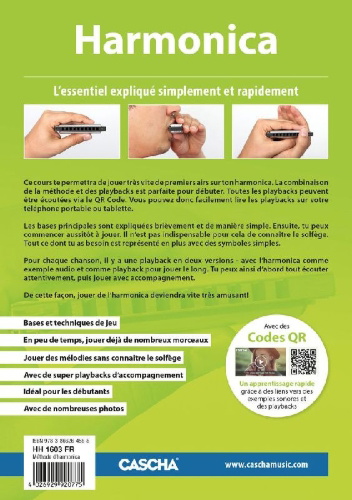 Buchcover und Innenansicht für das Buch: Harmonica - Apprendre rapidement et facilement