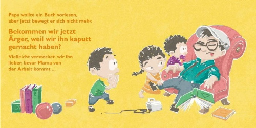 Buchcover und Innenansicht für das Buch: Papa ist kaputt