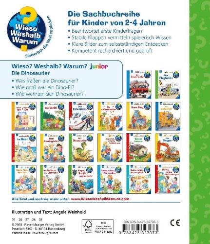 Buchcover und Innenansicht für das Buch: Wieso? Weshalb? Warum? junior, Band 25: Die Dinosaurier