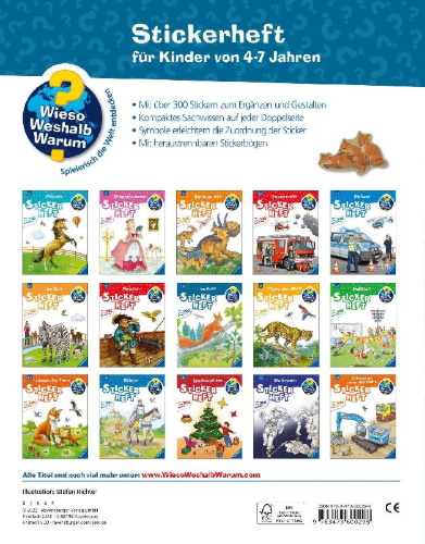Buchcover und Innenansicht für das Buch: Wieso? Weshalb? Warum? Stickerheft: Im Wald