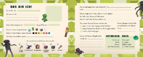 Buchcover und Innenansicht für das Buch: Das Freundebuch für Minecraft-Fans