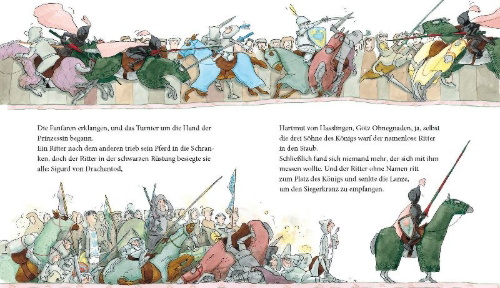 Buchcover und Innenansicht für das Buch: Der geheimnisvolle Ritter Namenlos (Miniausgabe)