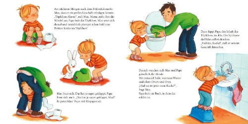 Buchcover und Innenansicht für das Buch: Tielmann, C: LESEMAUS 61: Max geht aufs Klo